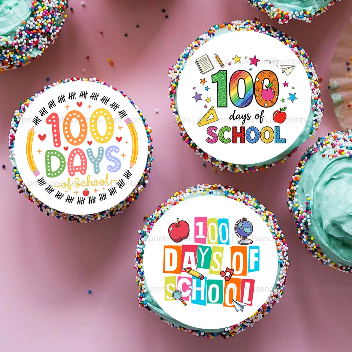 100 Days Of School - Edible Icing Images - Pre - cut - Prints On Cakes - Edible Image service provider