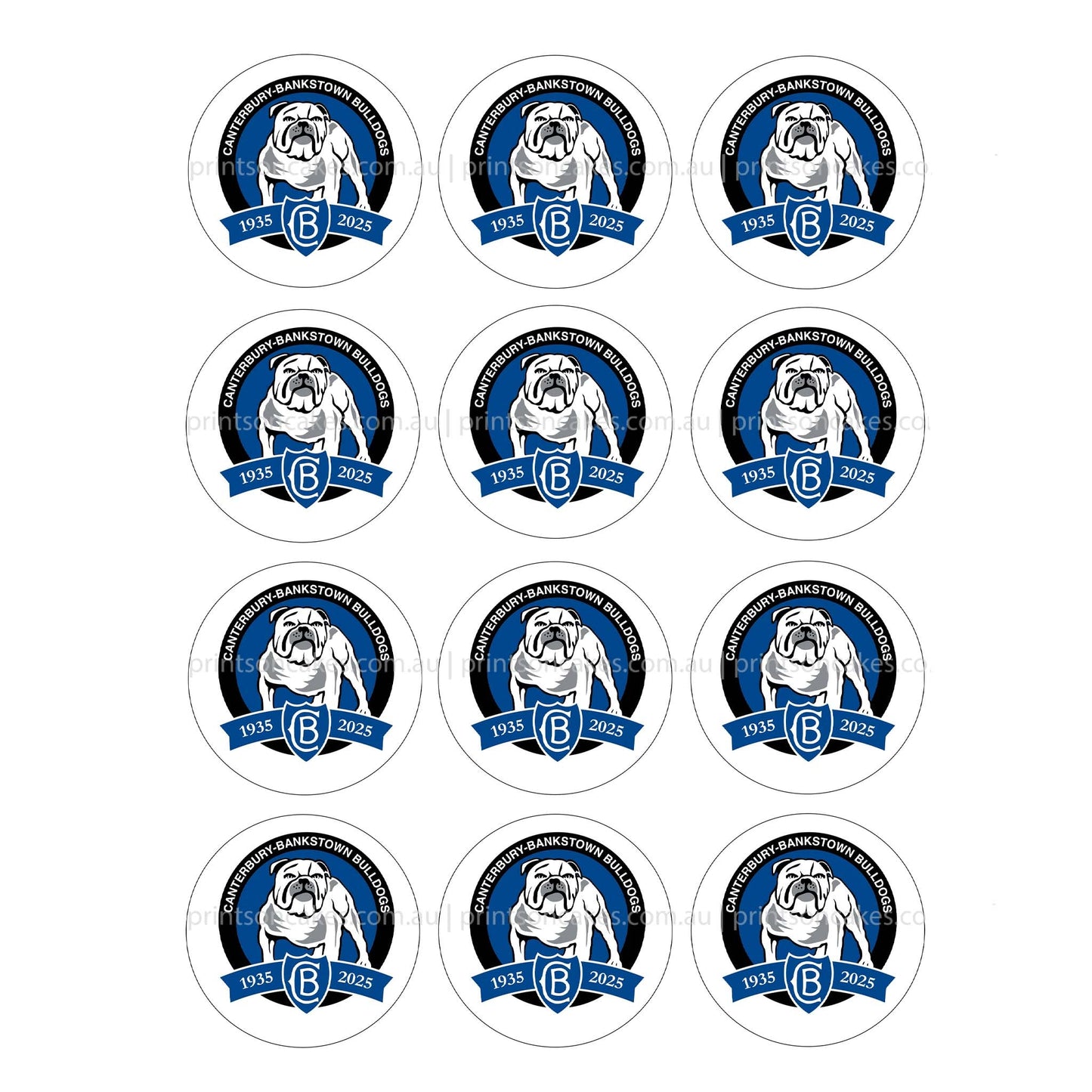 Canterbury - Bankstown Bulldogs NRL Club - Edible Icing Images - Prints On Cakes - Edible Image service provider