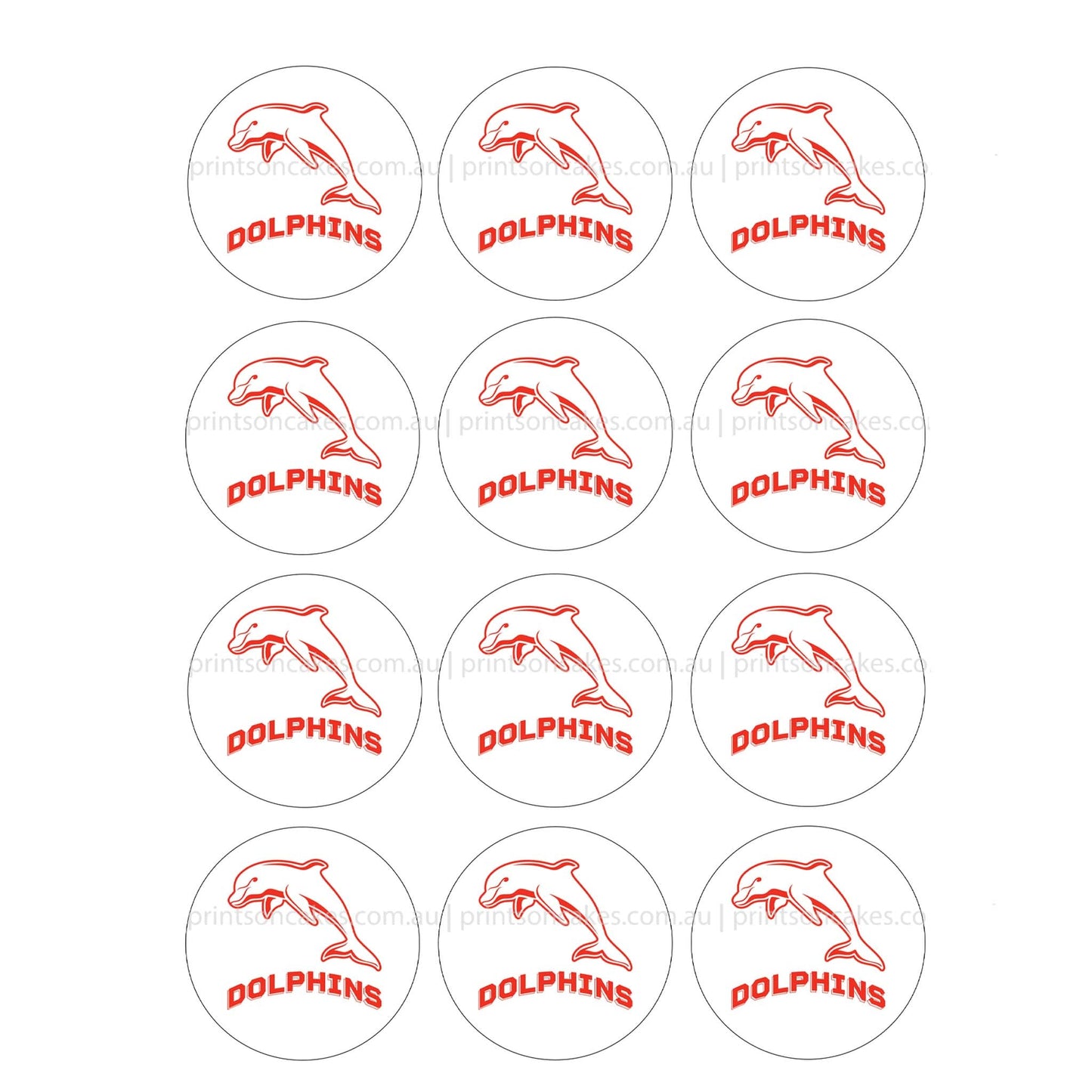 Dolphins NRL Club - Edible Icing Images - Prints On Cakes - Edible Image service provider