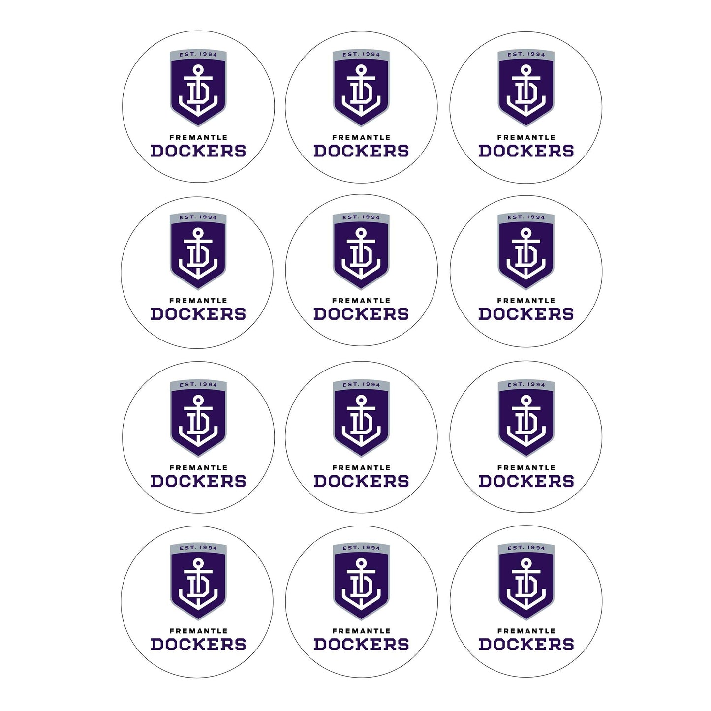 Fremantle Dockers AFL Club - Edible Icing Images - printsoncakes - Edible Image service provider
