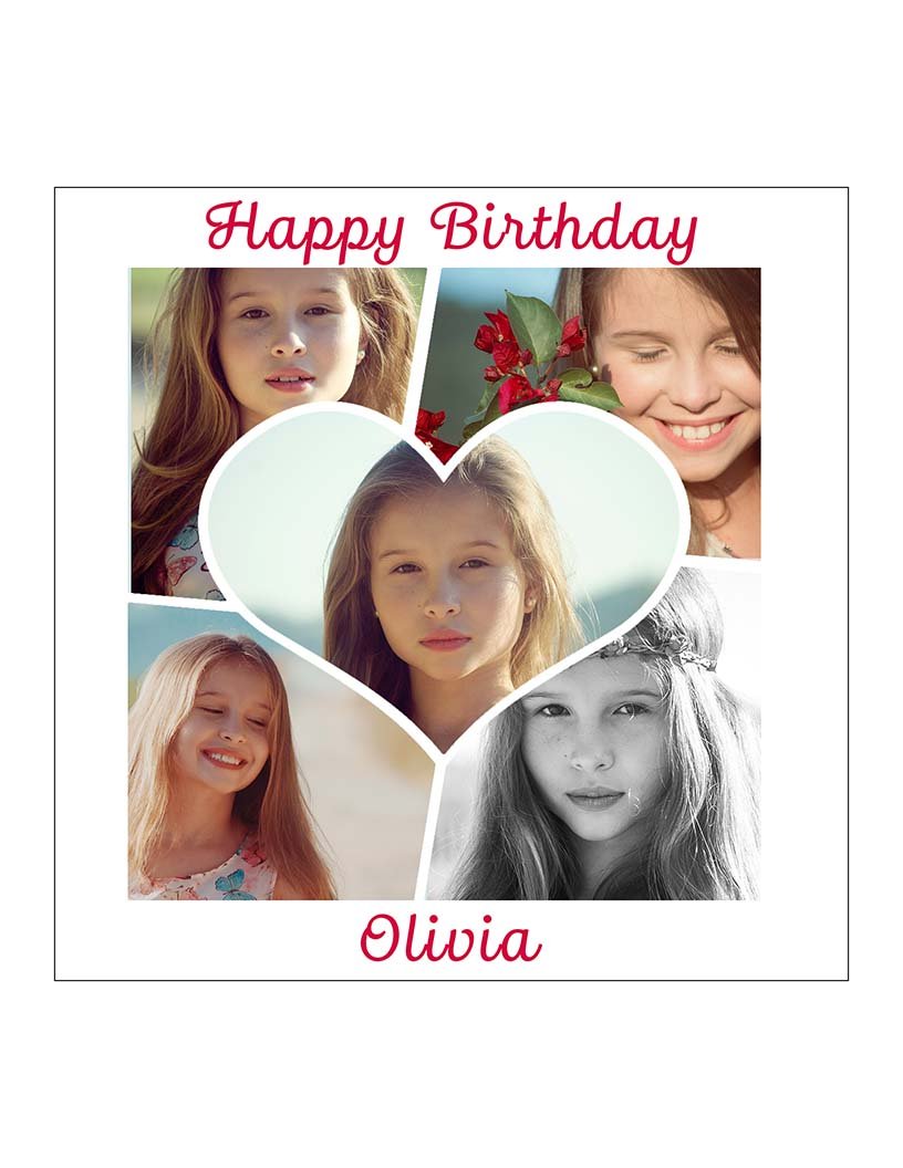 Heart Frame Photo Collage - Custom Edible Icing Images - printsoncakes - Edible Image service provider