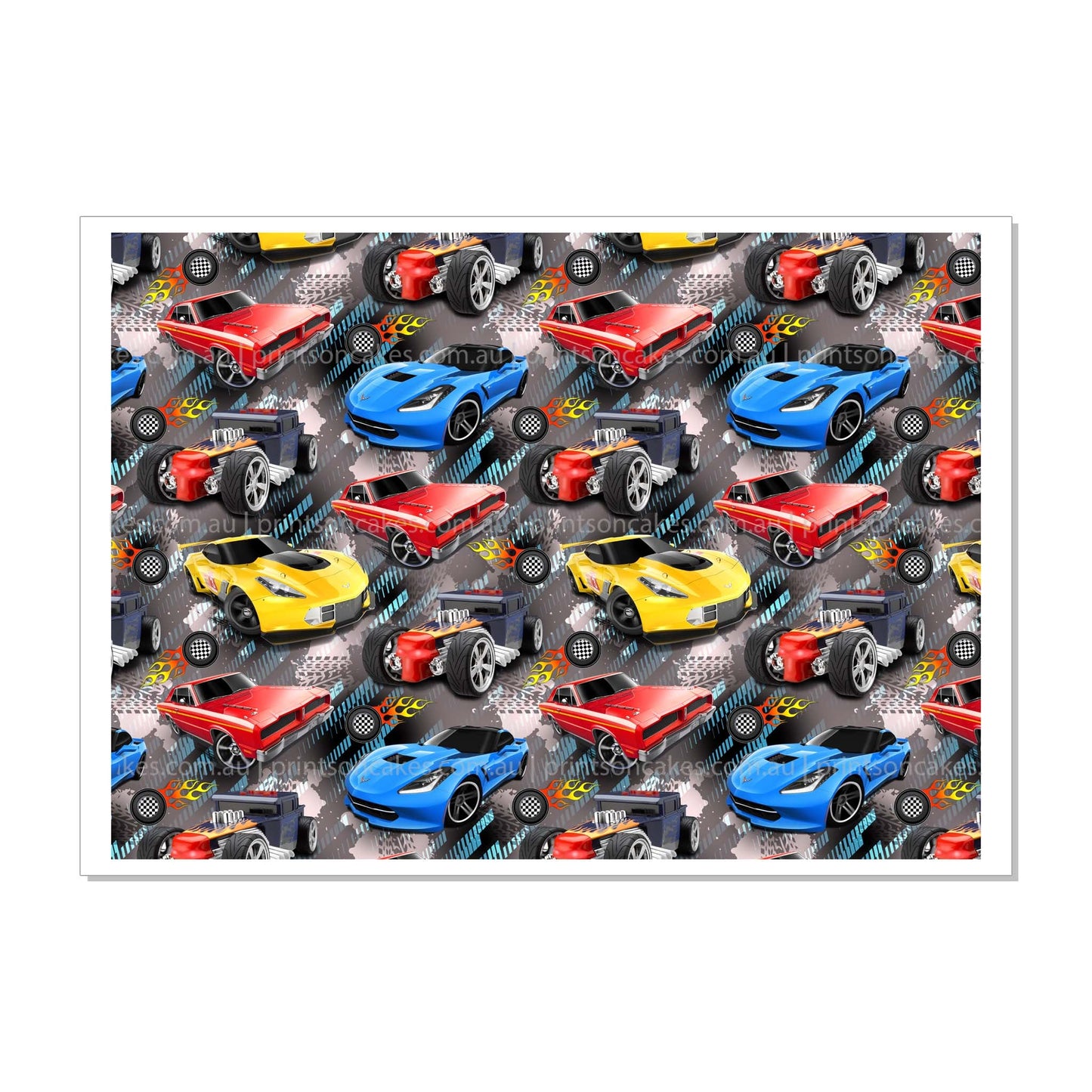 Hot Wheels Cars Inspired - Edible Icing Cake Wrap - printsoncakes - Edible Image service provider