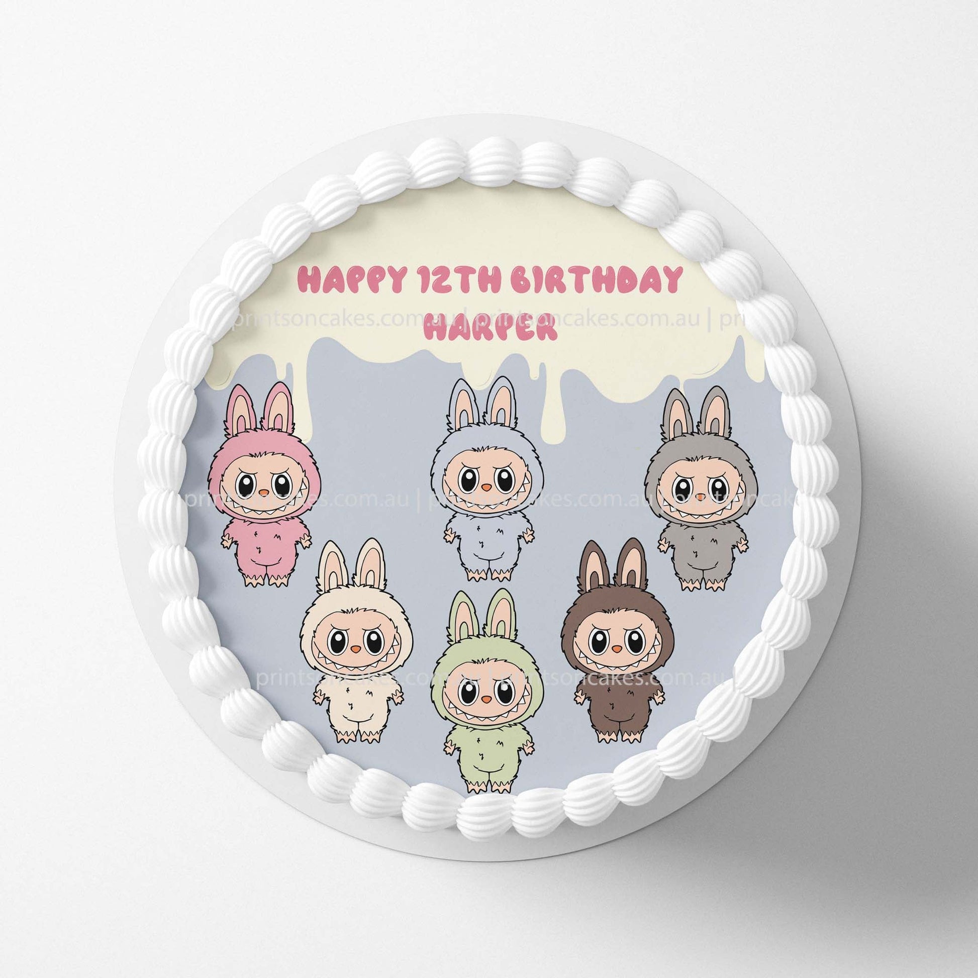 Labubu Monsters - Edible Icing Toppers - Prints On Cakes - Edible Image service provider