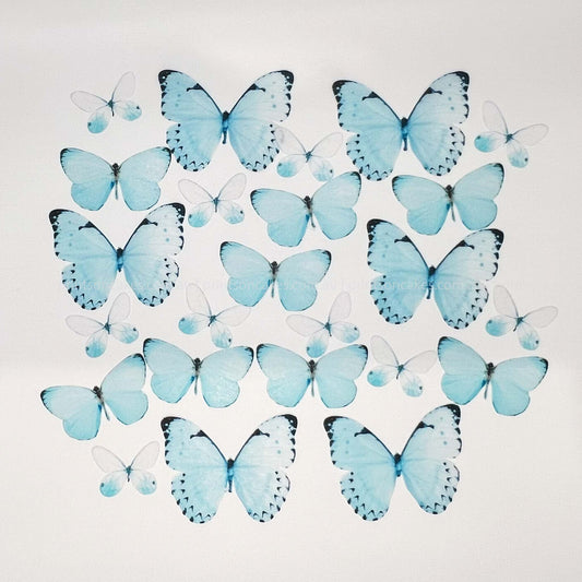 Light Blue Edible Wafer Butterflies - Mix sizes - 24pcs - Prints On Cakes - Edible Image service provider