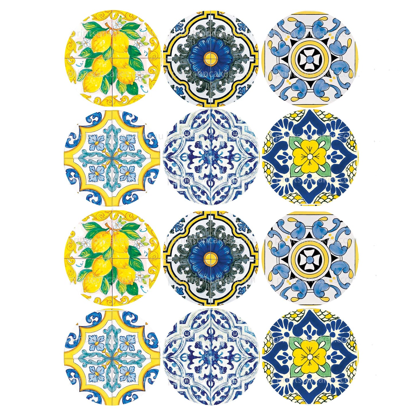 Mediterranean Portuguese Lemon Tile – Edible Icing Images - printsoncakes - Edible Image service provider