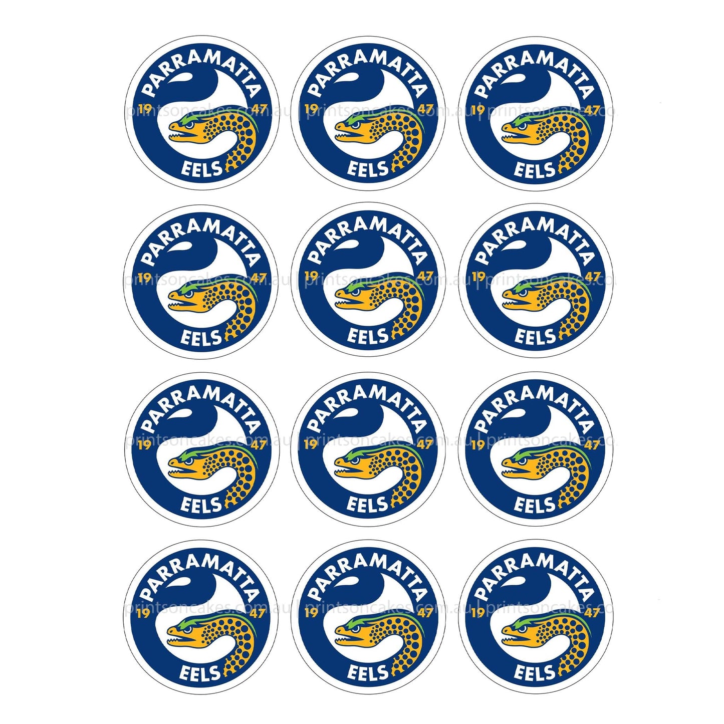Parramatta Eels NRL Club - Edible Icing Images - Prints On Cakes - Edible Image service provider