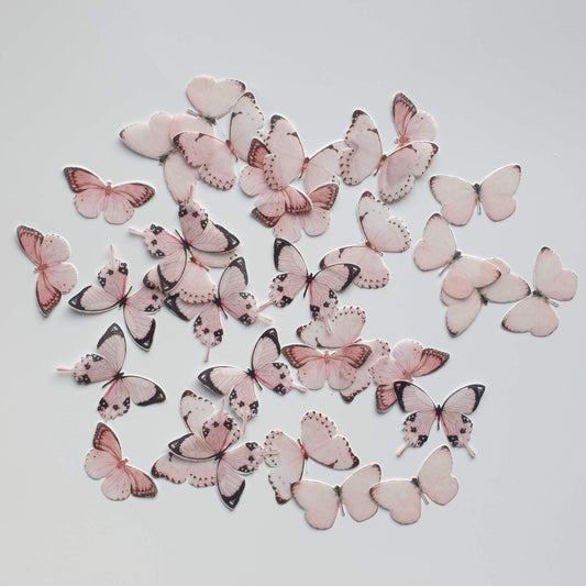 Pastel Pink Edible Wafer Butterflies - Medium - 32pcs - printsoncakes - Edible Image service provider