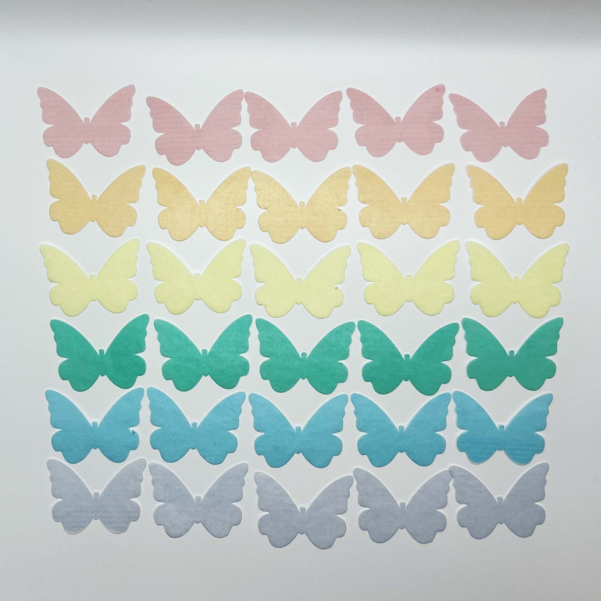 Pastel Rainbow Edible Wafer Butterflies - Medium - 30pcs - Prints On Cakes - Edible Image service provider