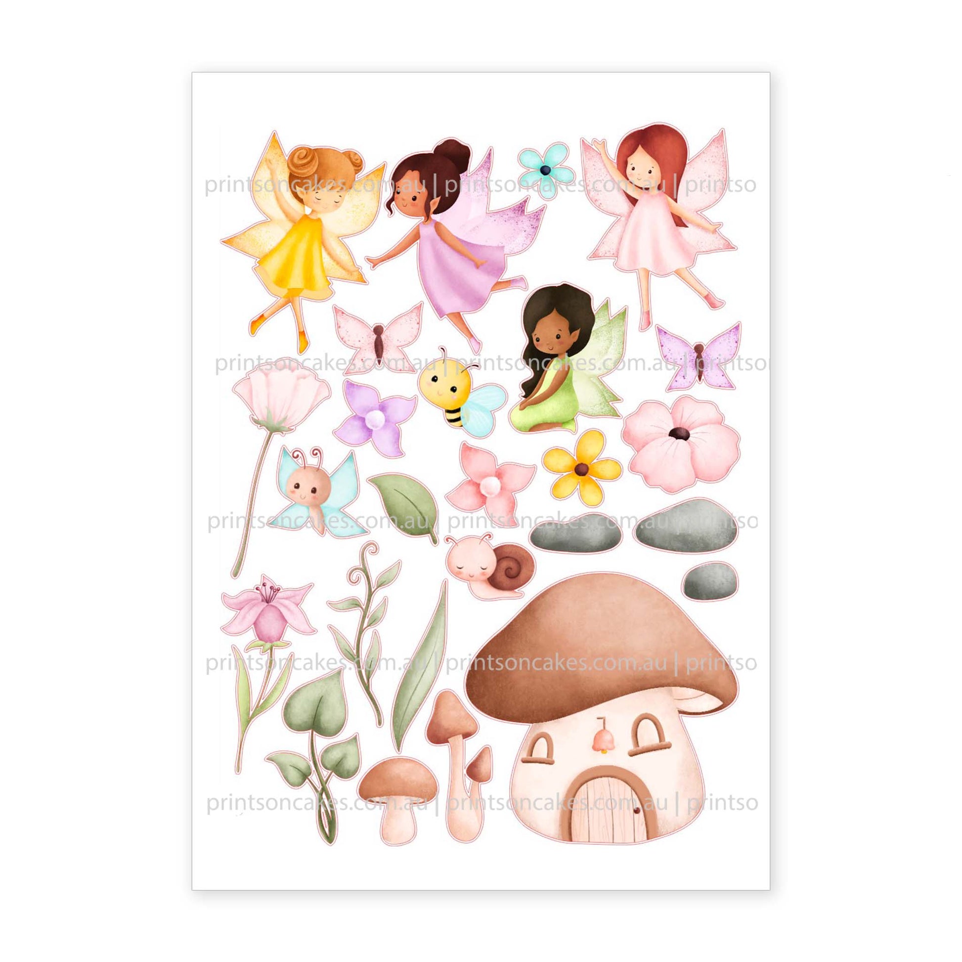 Pre - cut Fairy Garden - Edible Icing Images - Prints On Cakes - Edible Image service provider