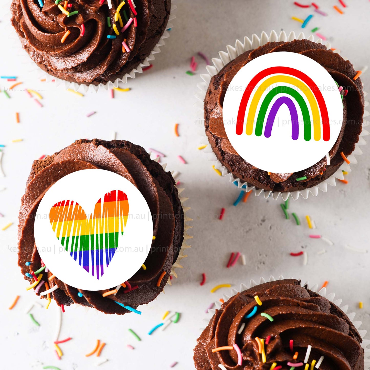 Pride Rainbow & Heart - Edible Icing Images - printsoncakes - Edible Image service provider
