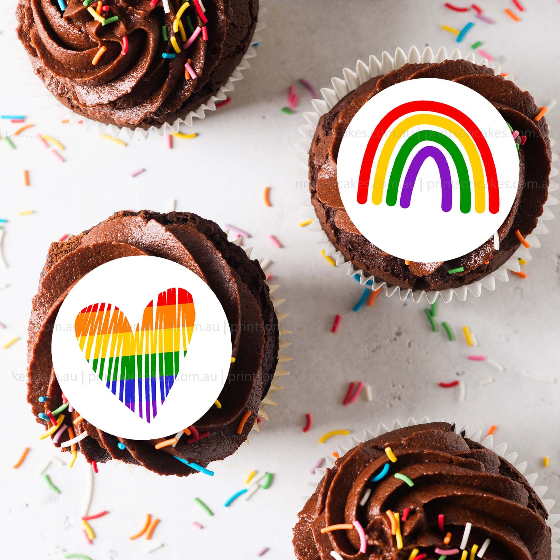 Pride Rainbow & Heart - Edible Icing Images - printsoncakes - Edible Image service provider