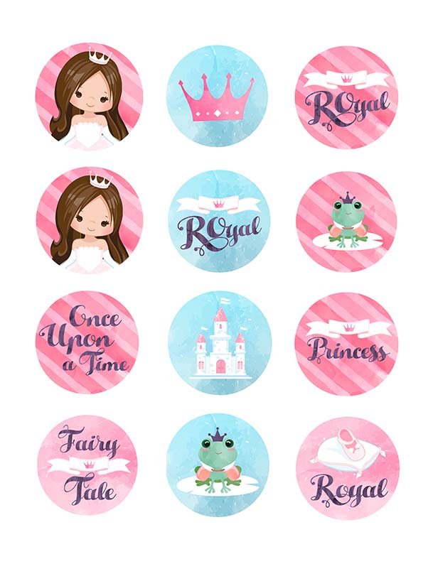 Princess - 5cm (2 inch) Cupcake Edible Icing Sheet – 15 Images Per Sheet - printsoncakes - Edible Image service provider