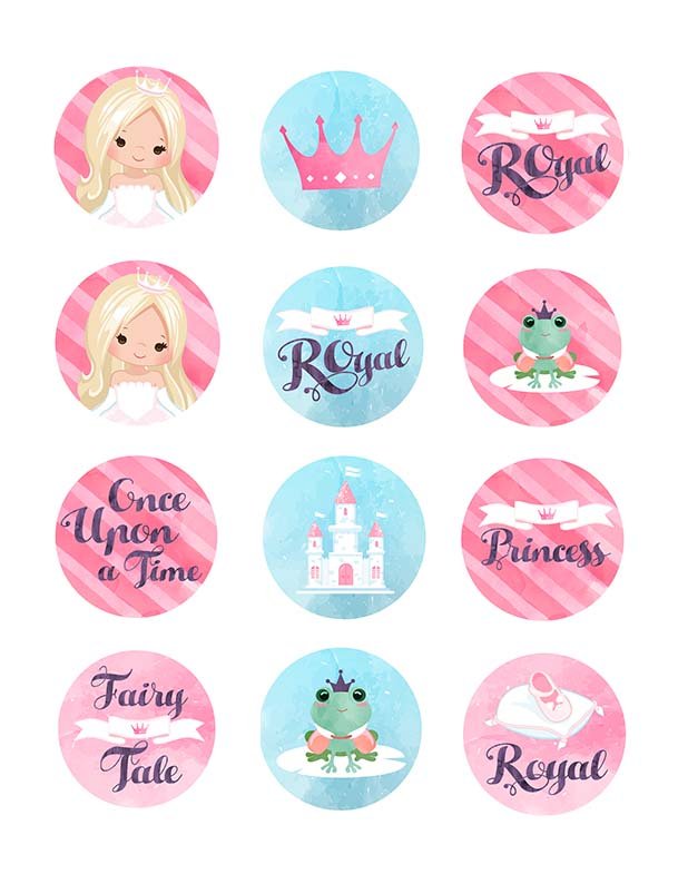 Princess - 5cm (2 inch) Cupcake Edible Icing Sheet – 15 Images Per Sheet - printsoncakes - Edible Image service provider