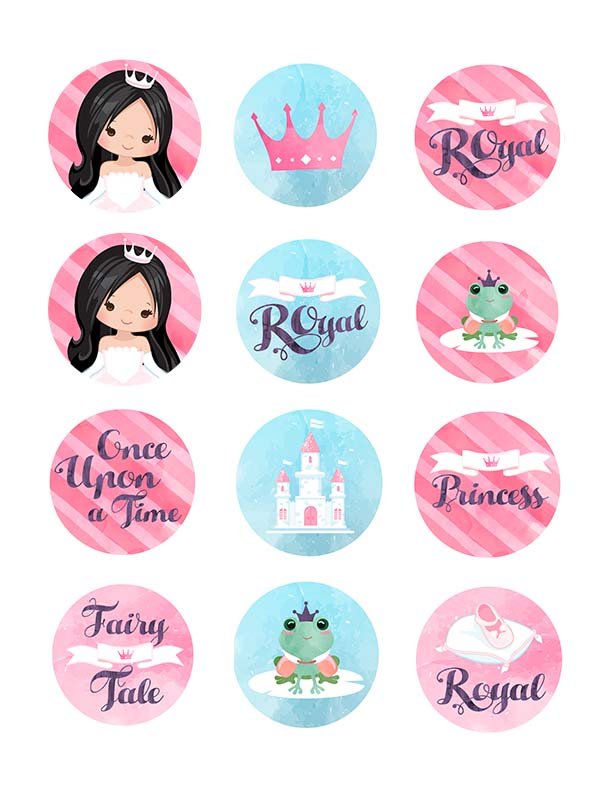 Princess - 5cm (2 inch) Cupcake Edible Icing Sheet – 15 Images Per Sheet - printsoncakes - Edible Image service provider