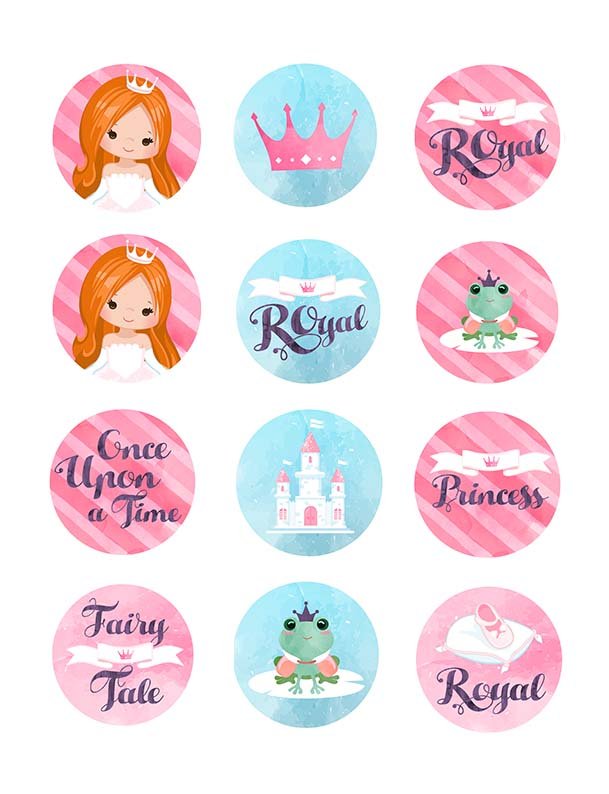 Princess - 5cm (2 inch) Cupcake Edible Icing Sheet – 15 Images Per Sheet - printsoncakes - Edible Image service provider