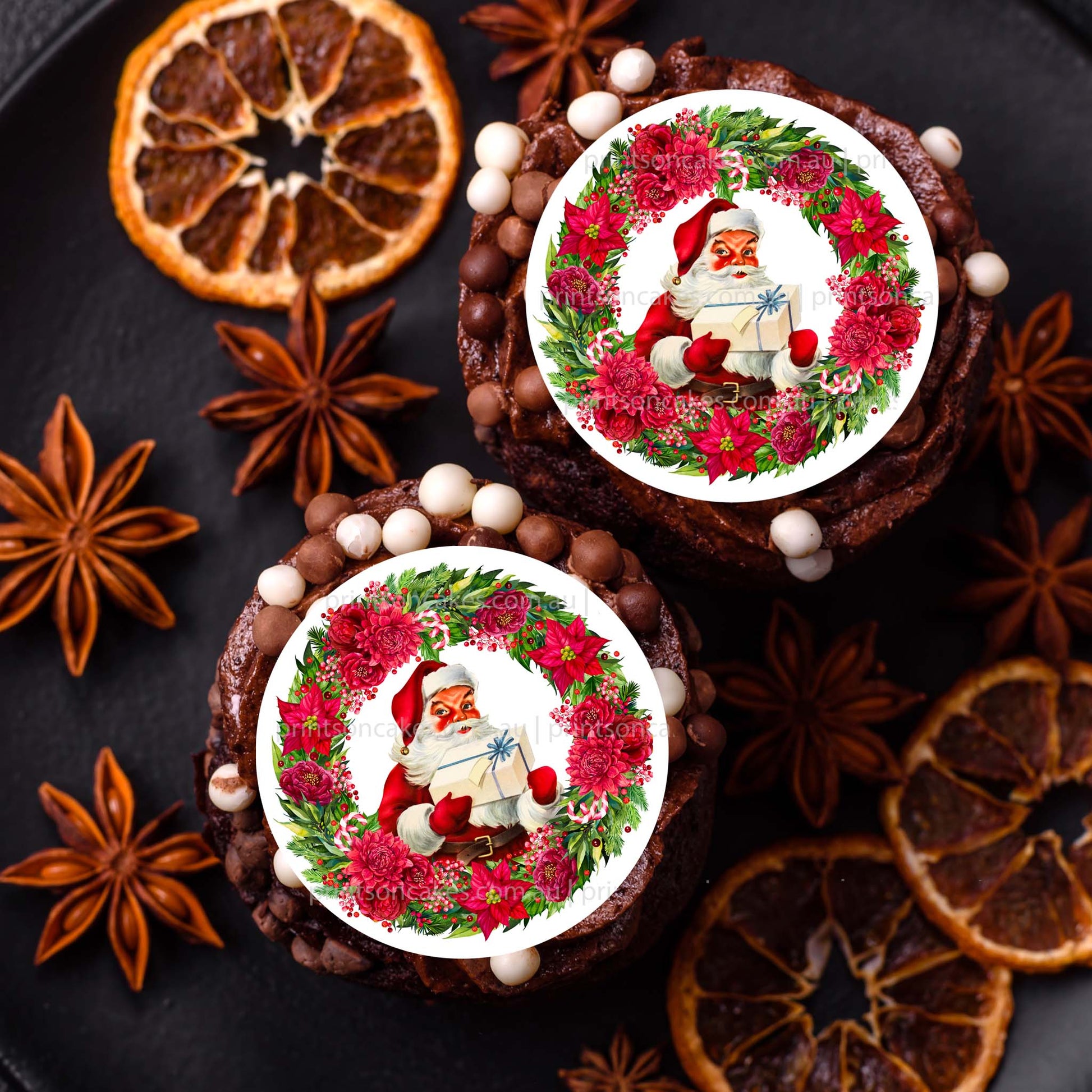 Retro Santa Christmas – Pre - cut - Edible Icing Images - printsoncakes - Edible Image service provider
