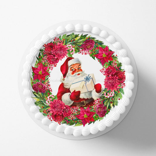 Retro Santa Christmas – Pre - cut - Edible Icing Images - printsoncakes - Edible Image service provider