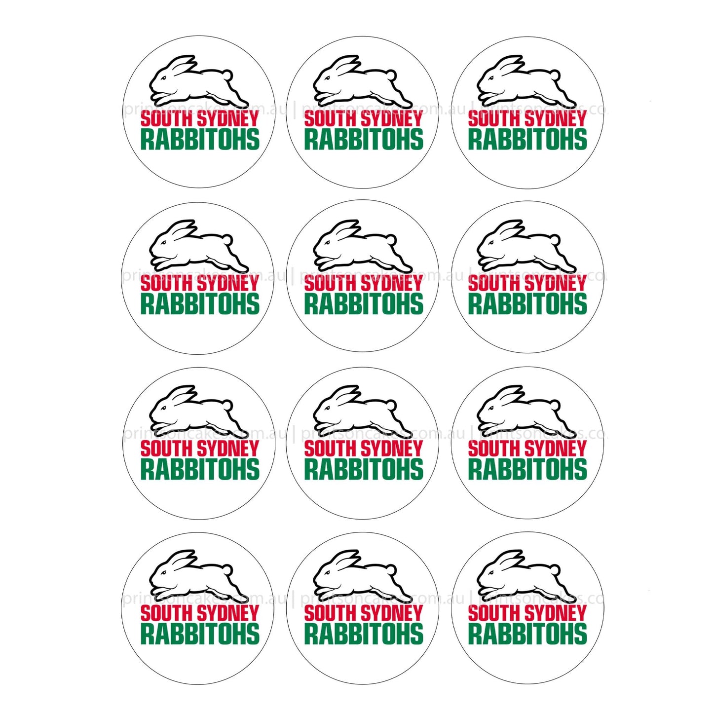 South Sydney Rabbitohs NRL Club - Edible Icing Images - Prints On Cakes - Edible Image service provider