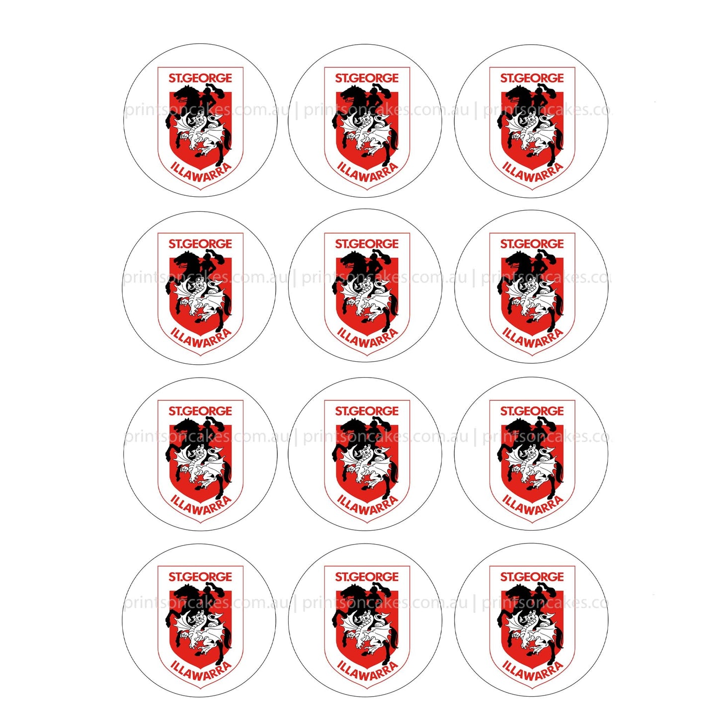 St. George Illawarra Dragons NRL Club - Edible Icing Images - Prints On Cakes - Edible Image service provider
