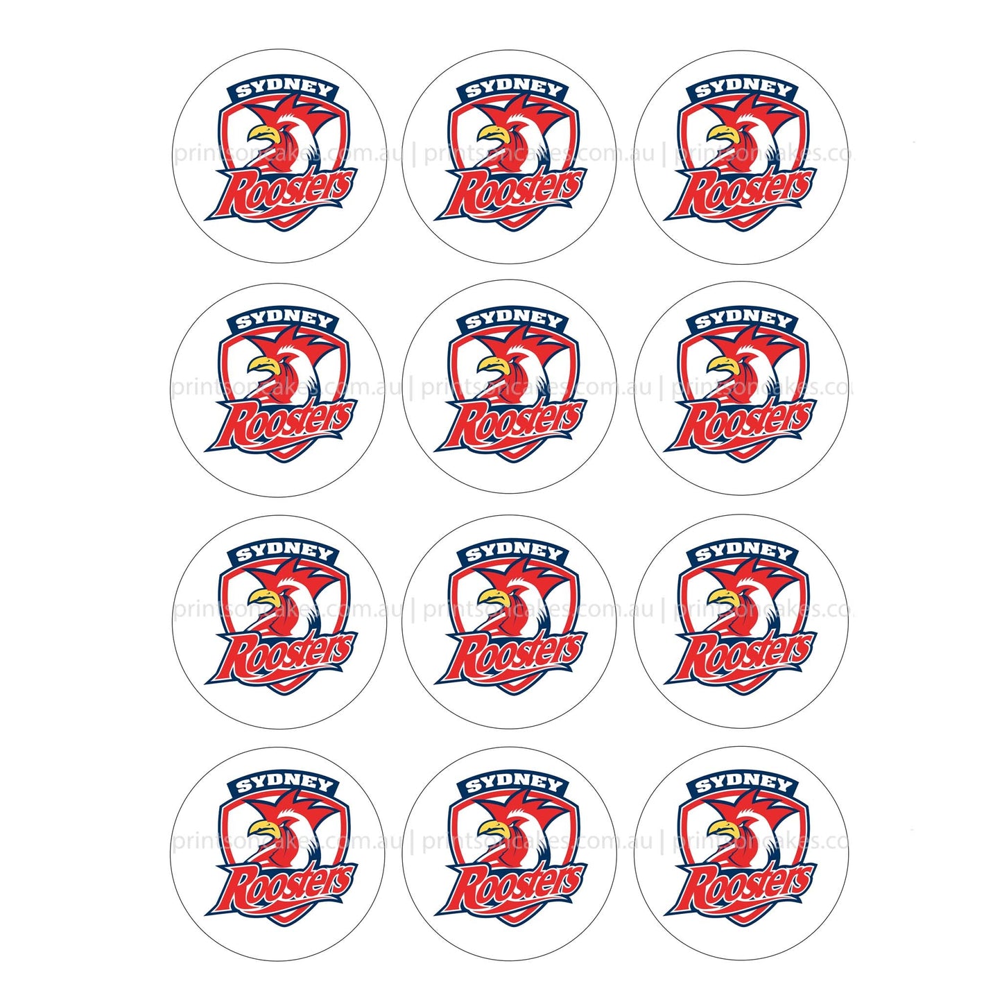 Sydney Roosters NRL Club - Edible Icing Images - Prints On Cakes - Edible Image service provider