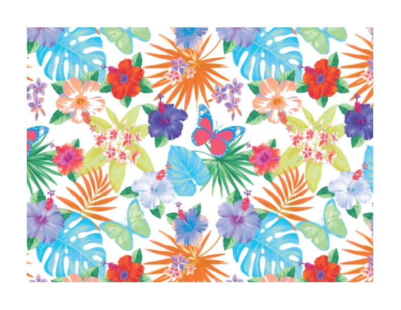 Tropical Flowers and Butterflies – Edible Icing Cake Wrap - printsoncakes - Edible Image service provider