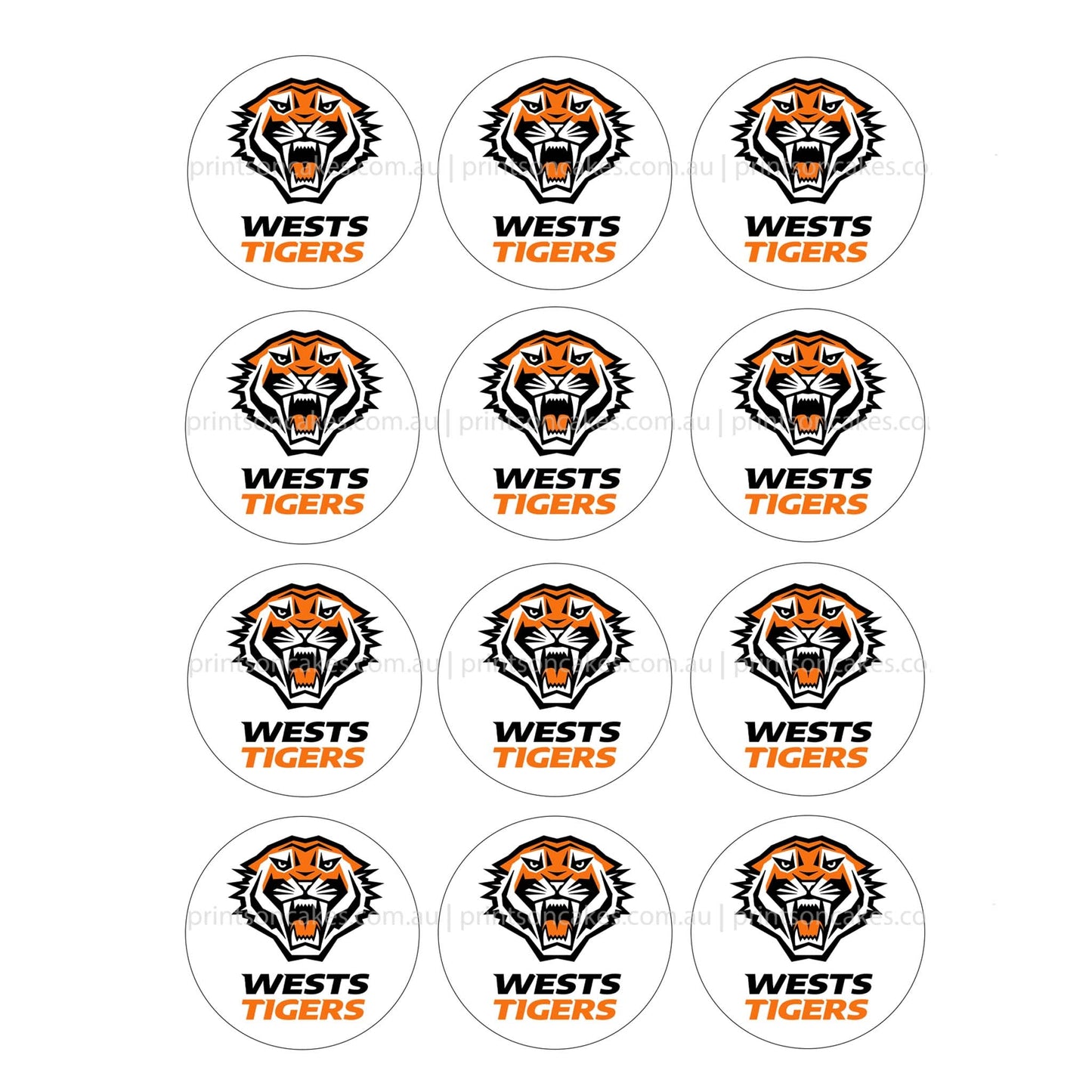 Wests Tigers NRL Club - Edible Icing Images - Prints On Cakes - Edible Image service provider