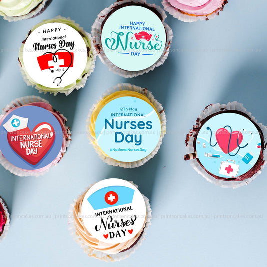 Celebrate and appreciate nurses and the important role of nursing on International Nurses Day. Decorate cupcakes or cookies for International Nurses Day events with these eye-catching edible icing prints.    Perfect for Cupcakes, Cookies, muffins and Biscuits.