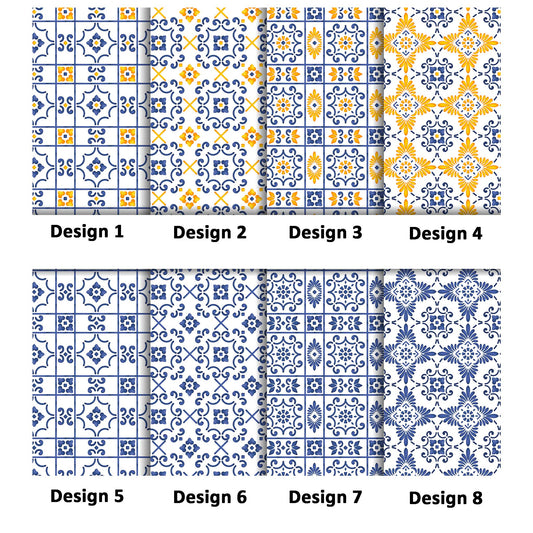 Add these beautiful Blue and Yellow Mediterranean tiles printed edible icing print on cakes, cookies or any sweet treats. Perfect for a  wedding, birthday or any special occasion. 