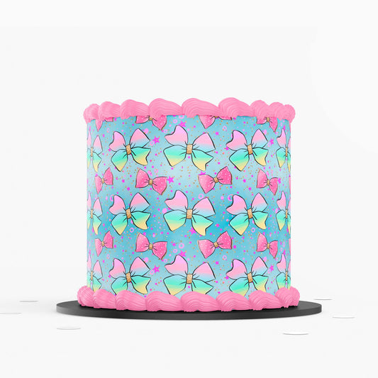 Cute Rainbow Bow Pattern edible icing cake wrap