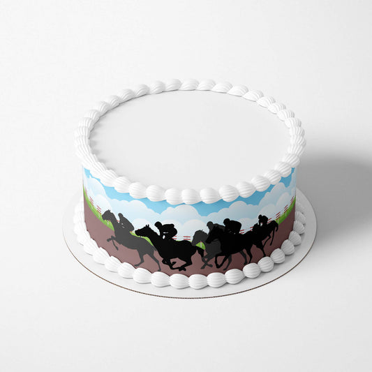 Horse Racing  - Edible Icing Cake Wrap