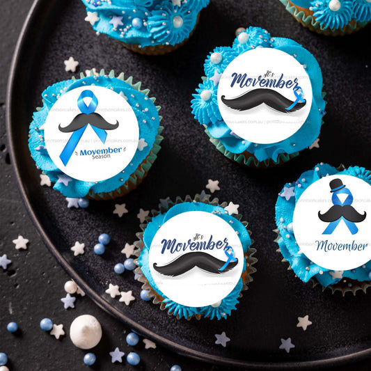 Movember - Edible Icing Images - Pre-cut cup cake images