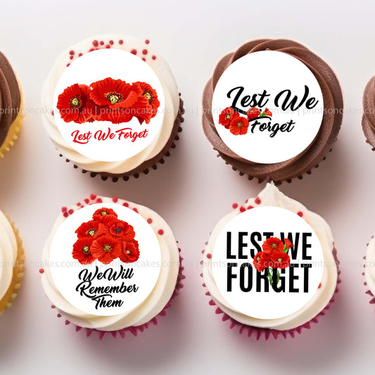 Remembrance Day Poppies - Pre-cut - Edible Icing Images