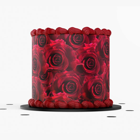 Red Roses - Edible Icing Cake Wrap