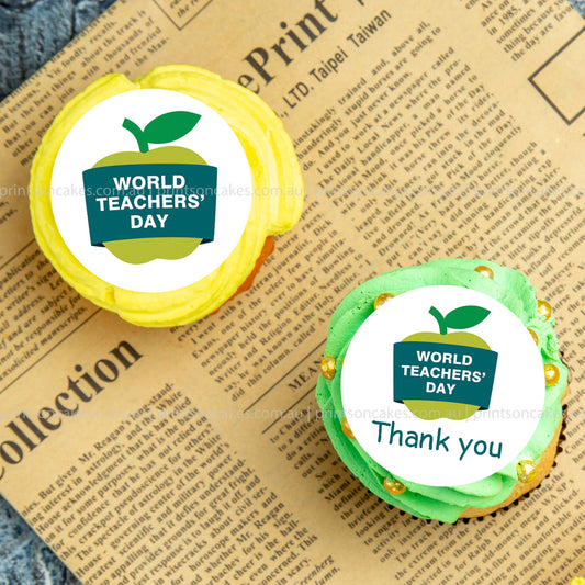 World Teachers' Day - Edible Icing Images - Pre-cut Cupcake toppers