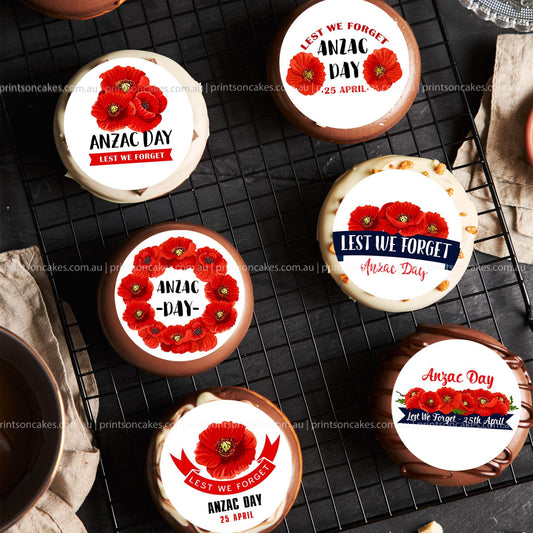 Anzac Day Poppies - Pre - cut - Edible Icing Images - printsoncakes - Edible Image service provider