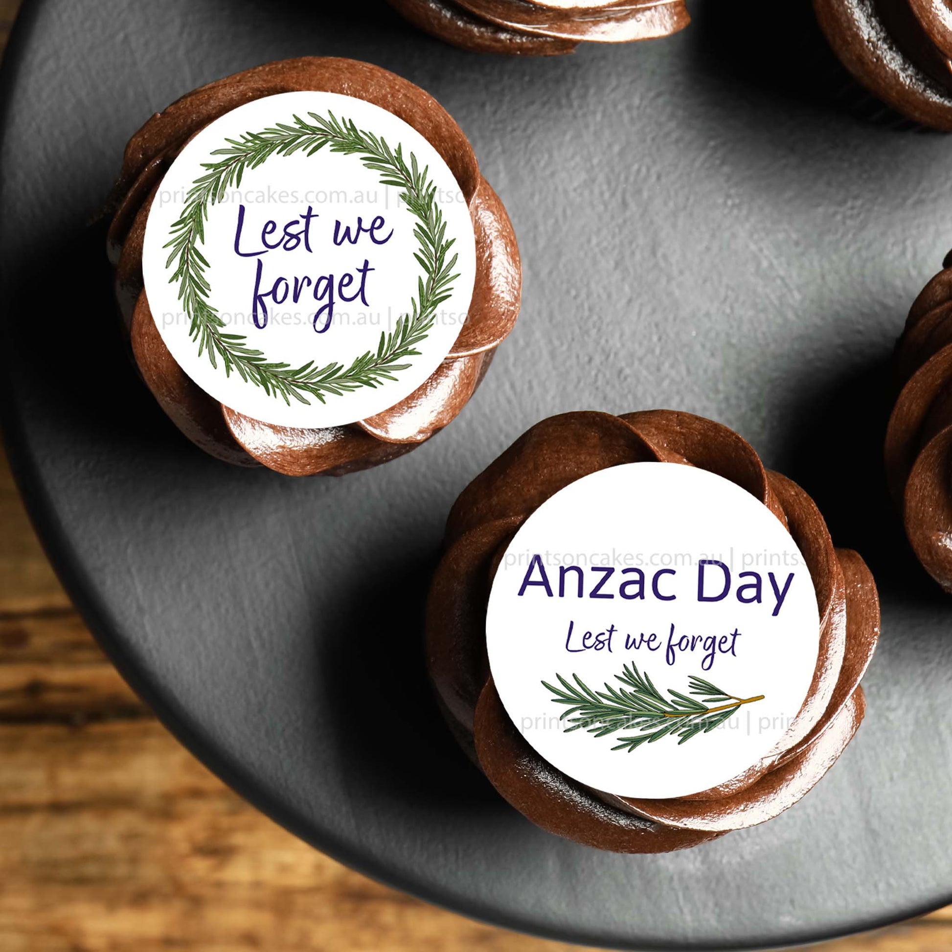 Anzac Day Rosemary Wreath - Pre - cut - Edible Icing Images - Prints On Cakes - Edible Image service provider