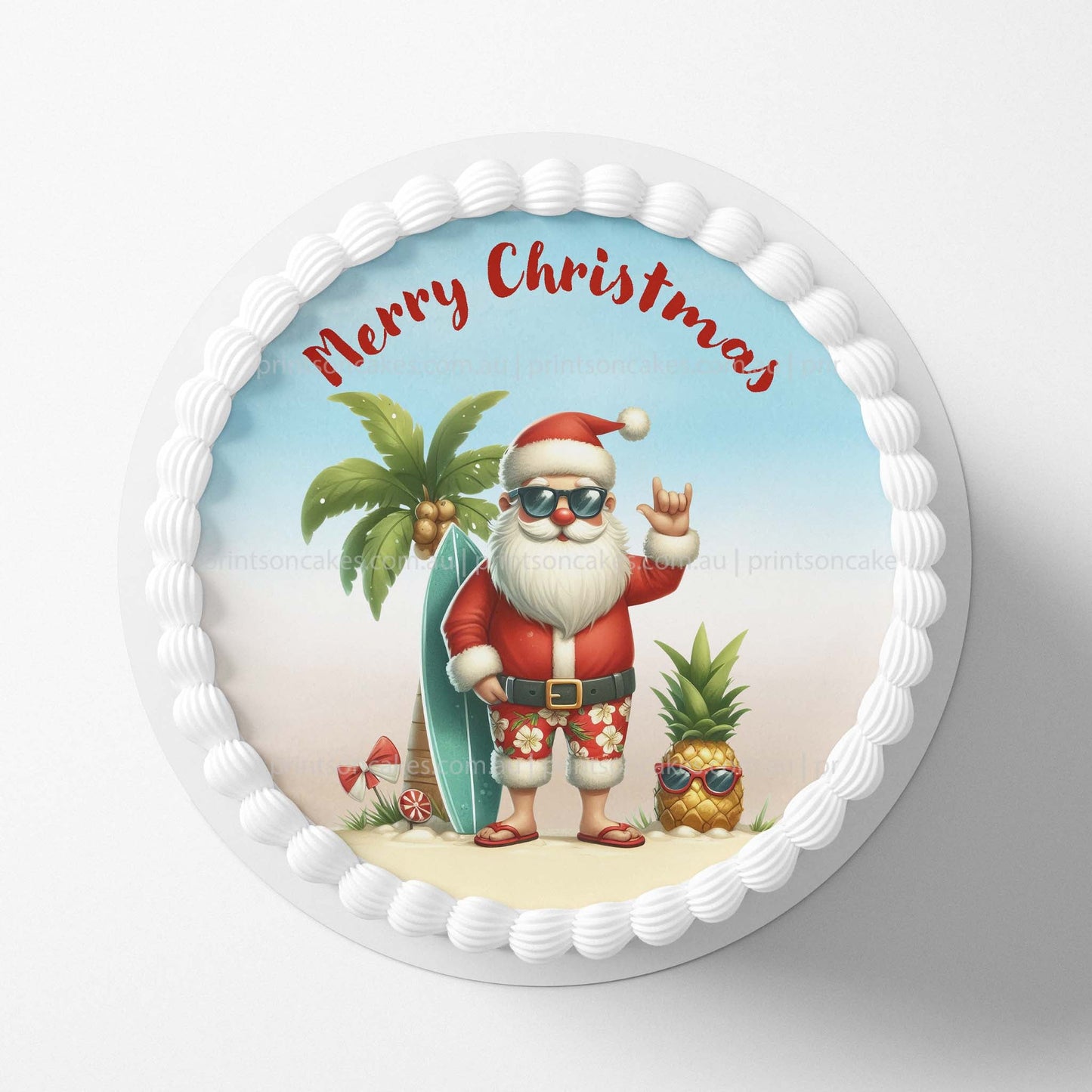 Aussie Summer Christmas – Pre - cut - Edible Icing Images - printsoncakes - Edible Image service provider