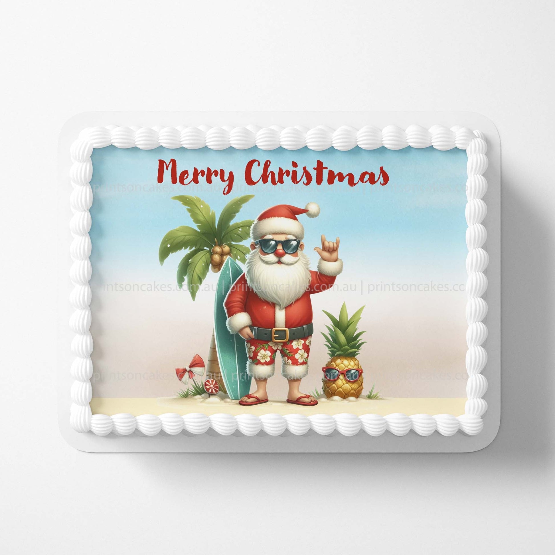 Aussie Summer Christmas – Pre - cut - Edible Icing Images - printsoncakes - Edible Image service provider