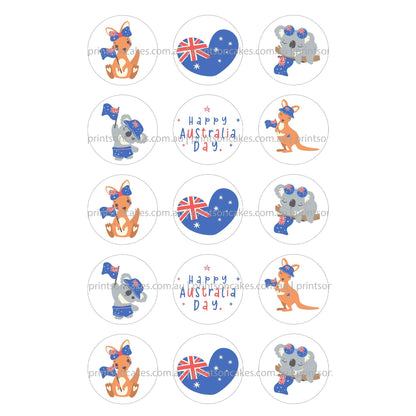 Australia Day Baby Kangaroos and Koalas – Edible Icing Images - Prints On Cakes - Edible Image service provider