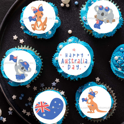 Australia Day Baby Kangaroos and Koalas – Edible Icing Images - Prints On Cakes - Edible Image service provider