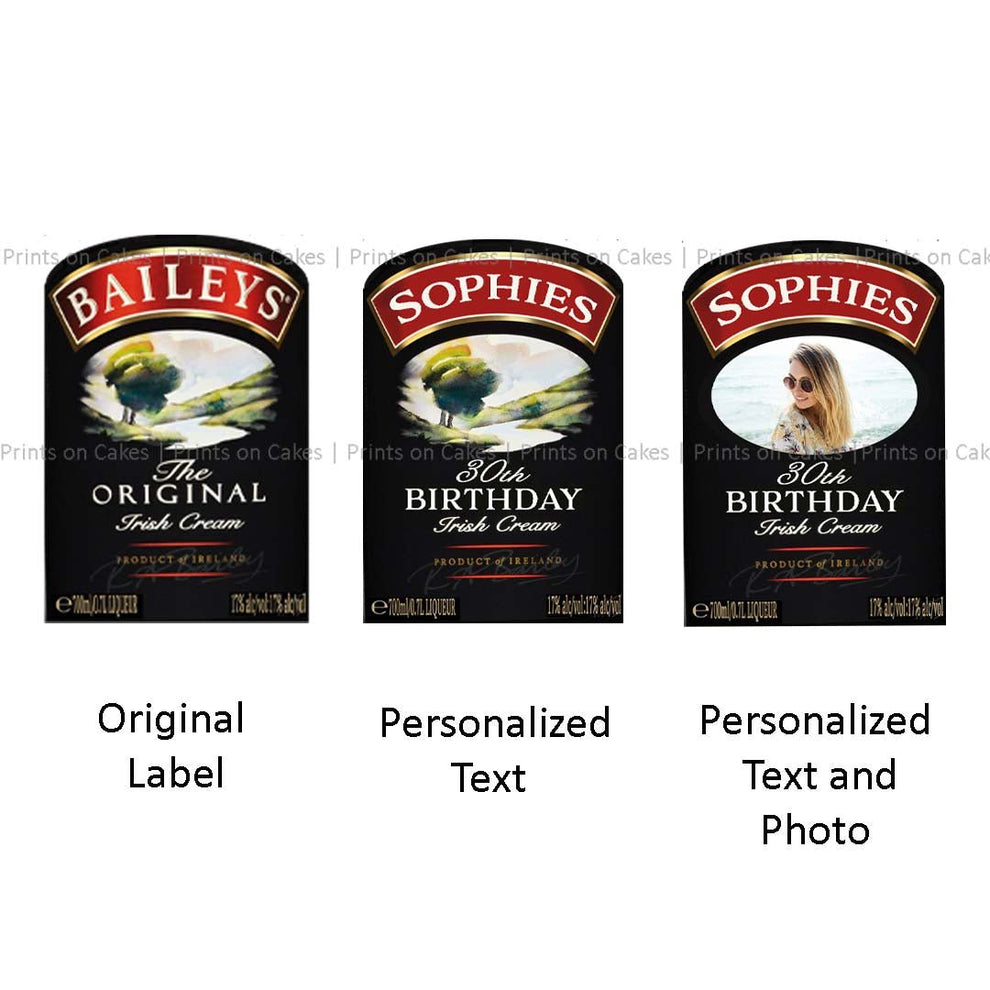 Baileys Bottle Label - Custom Edible Icing Image – Prints On Cakes