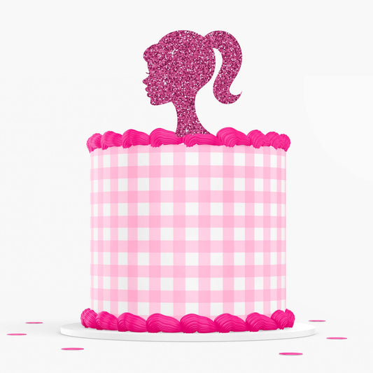 Barbie Movie Inspired Pink Plaid - Icing Cake Wrap - printsoncakes - Edible Image service provider