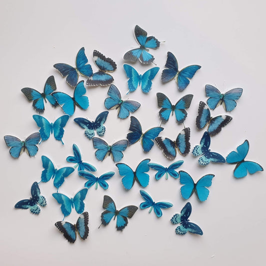 Blue Edible Wafer Butterflies - Medium - 32pcs - printsoncakes - Edible Image service provider