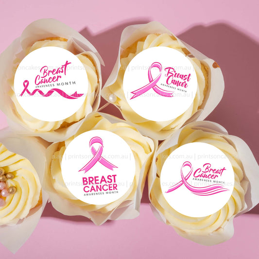 Breast Cancer Awareness Month - Edible Icing Images - Pre - cut - printsoncakes - Edible Image service provider