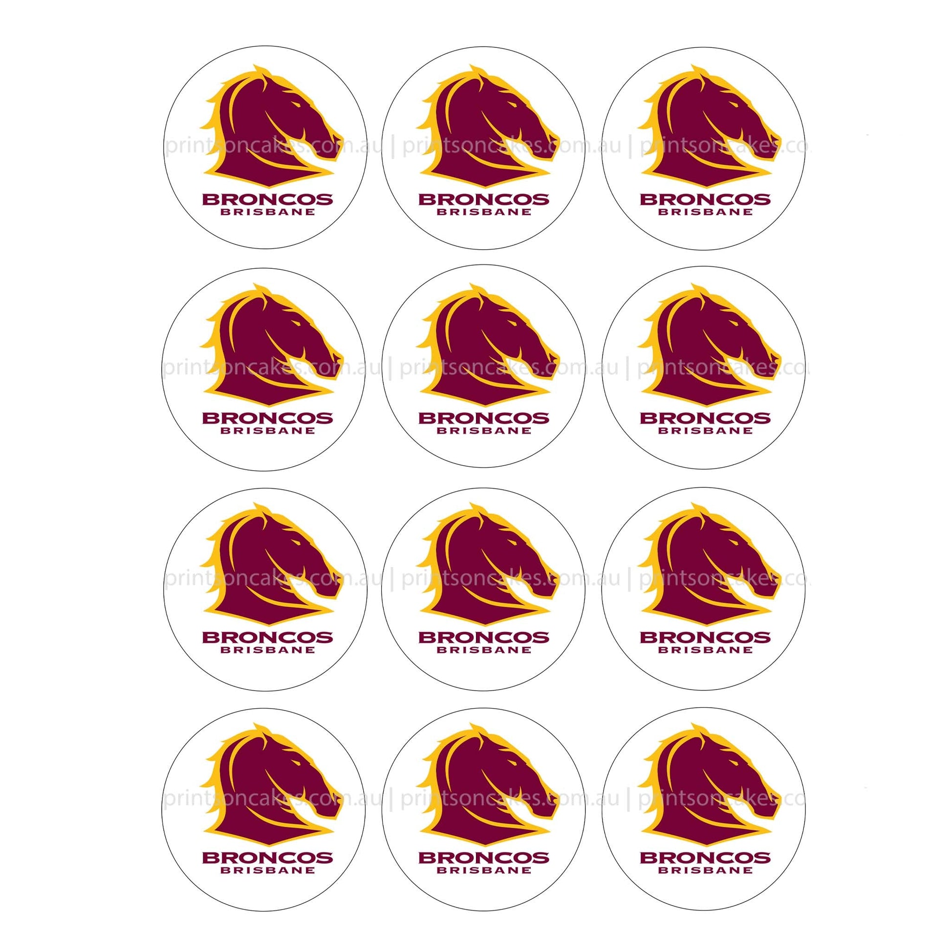 Brisbane Broncos NRL Club - Edible Icing Images - Prints On Cakes - Edible Image service provider