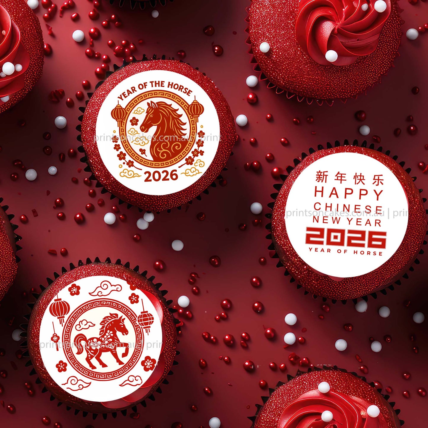 Chinese New Year 2026 Year of the Horse - Edible Icing Images - Prints On Cakes - Edible Image service provider