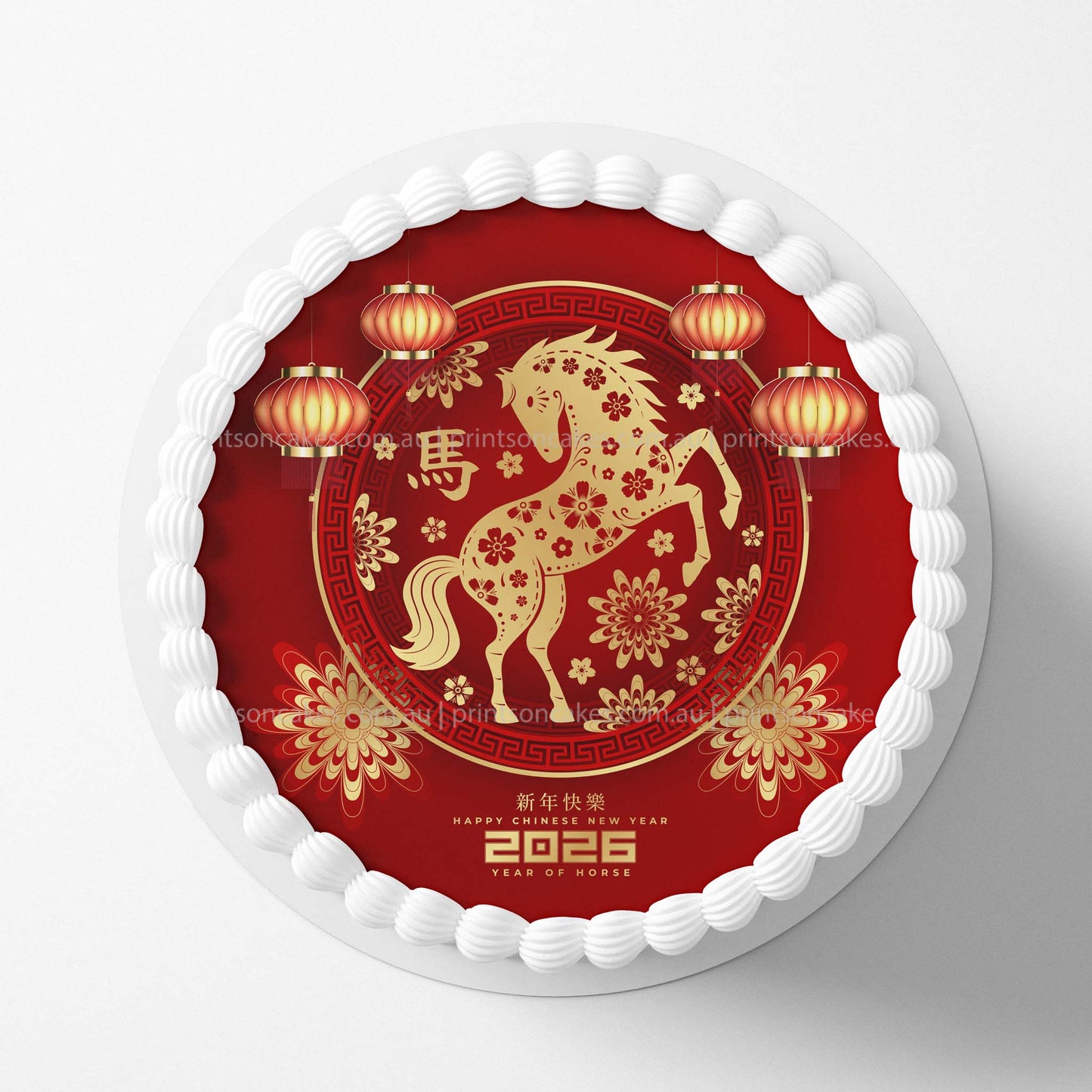 Chinese New Year 2026 Year of the Horse - Edible Icing Images - Prints On Cakes - Edible Image service provider