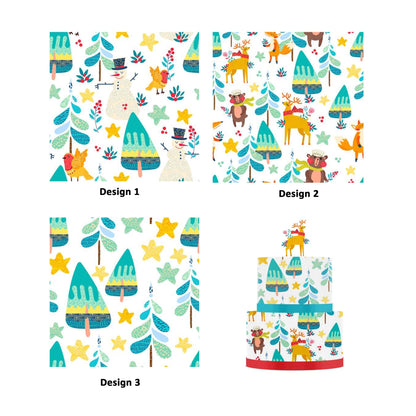 Christmas Decorative Forest - Icing Cake Wraps - printsoncakes - Edible Image service provider