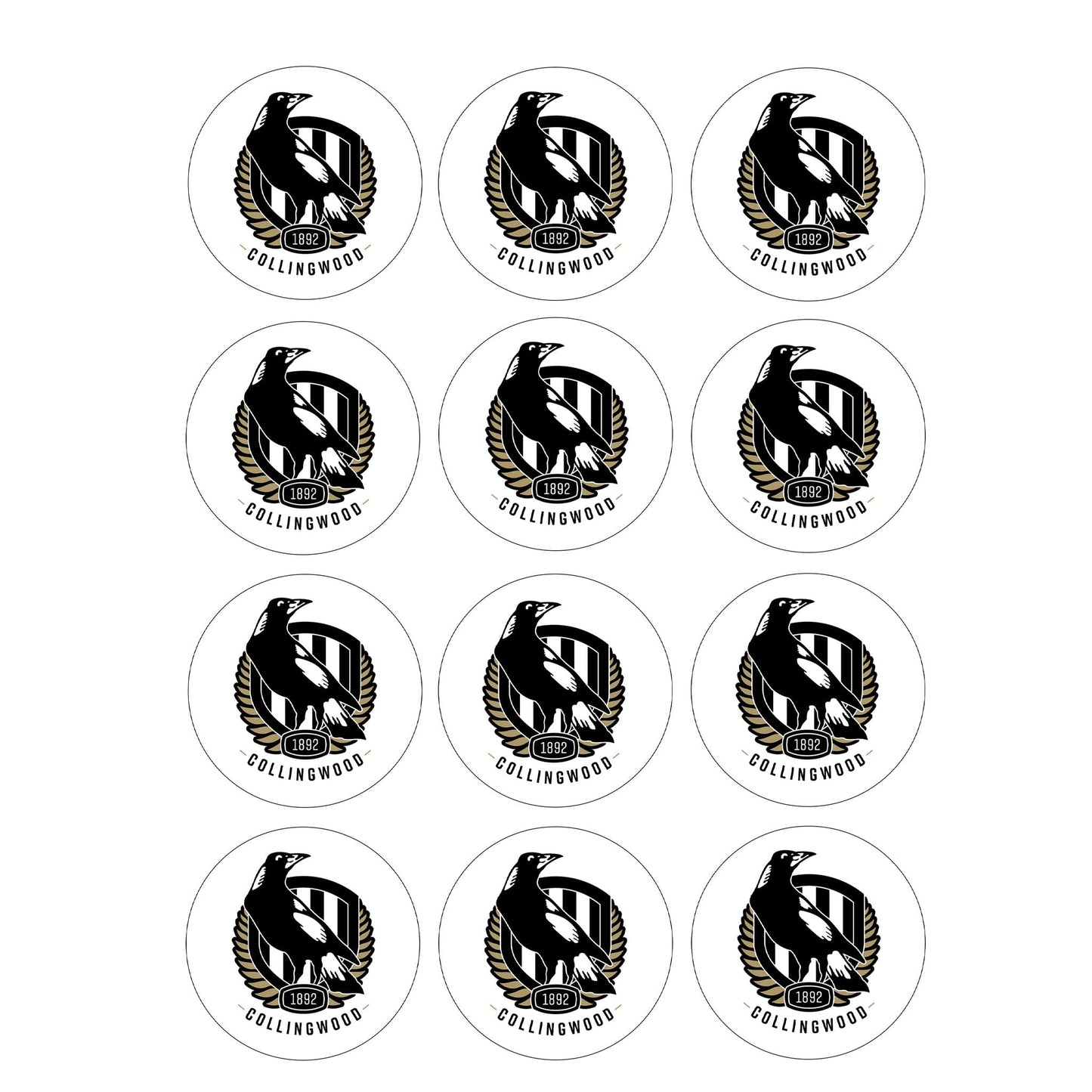 Collingwood Magpies AFL Club - Edible Icing Images - printsoncakes - Edible Image service provider