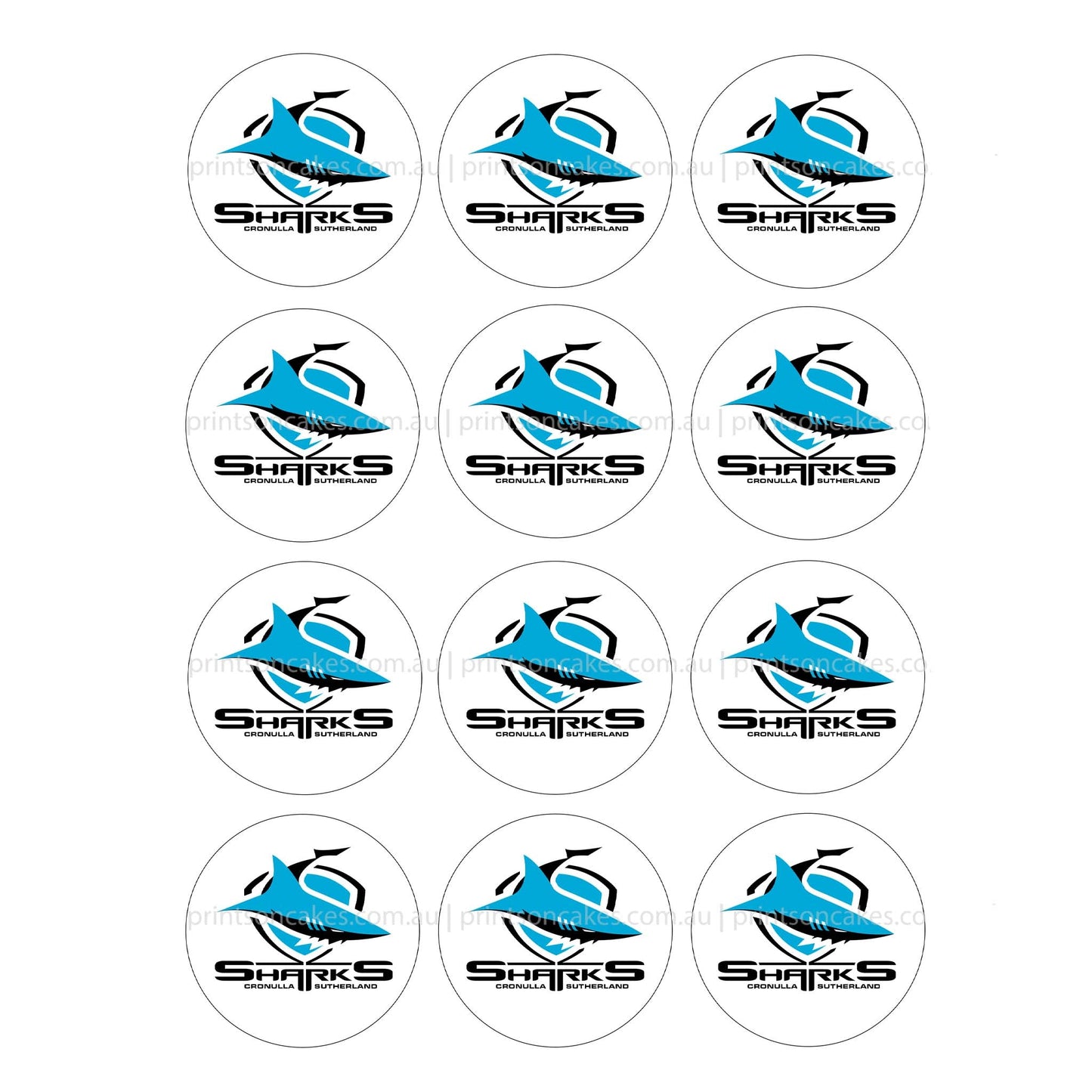 Cronulla - Sutherland Sharks NRL Club - Edible Icing Images - Prints On Cakes - Edible Image service provider